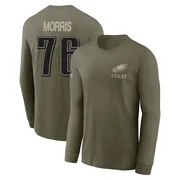 Youth Micah Morris Philadelphia Eagles Olive 2025 Salute to Service Sideline Long Sleeve T-Shirt