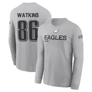Youth Quez Watkins Philadelphia Eagles Gray 2024 Salute to Service Long Sleeve T-Shirt