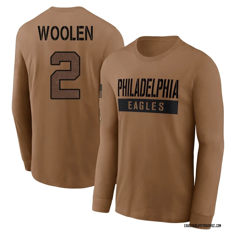 Youth Riq Woolen Philadelphia Eagles Brown 2023 Salute To Service Long Sleeve T-Shirt