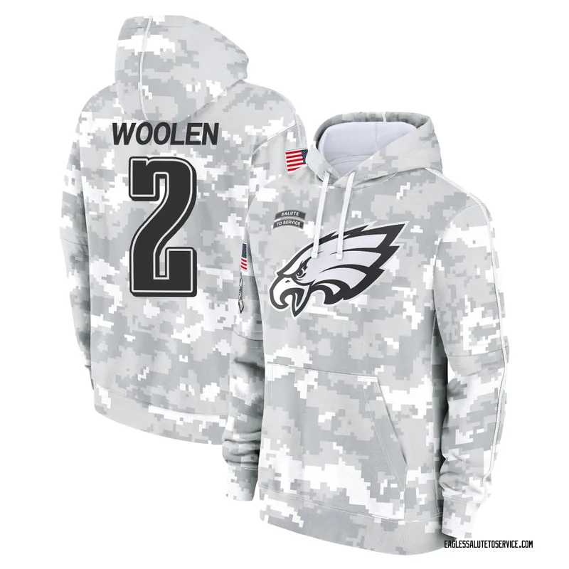 Youth Riq Woolen Philadelphia Eagles Camo Arctic 2024 Salute to Service Club Fleece Pullover Hoodie
