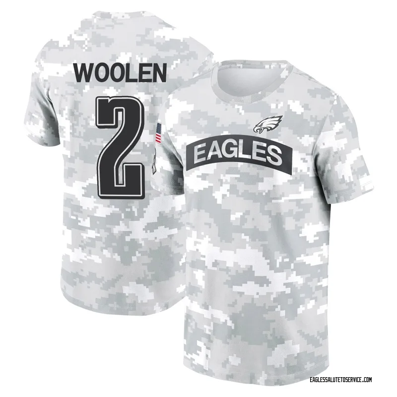 Youth Riq Woolen Philadelphia Eagles Camo Arctic 2024 Salute to Service Performance T-Shirt