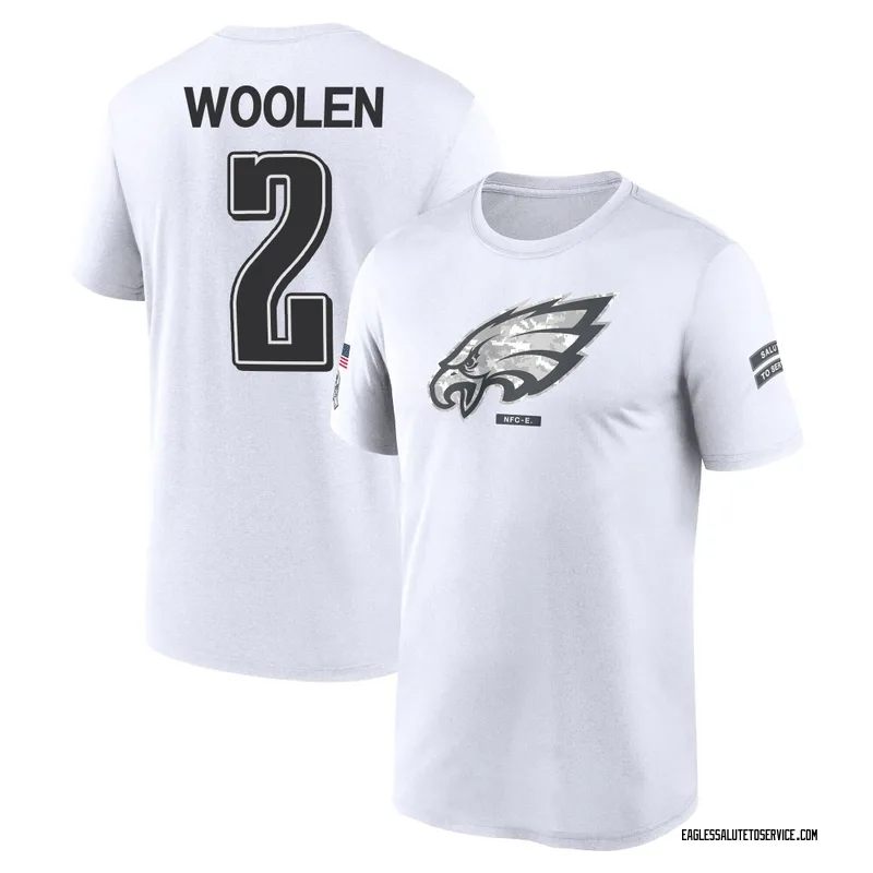 Youth Riq Woolen Philadelphia Eagles Legend White 2024 Salute to Service Performance T-Shirt