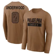 Youth Rocco Underwood Philadelphia Eagles Brown 2023 Salute To Service Long Sleeve T-Shirt