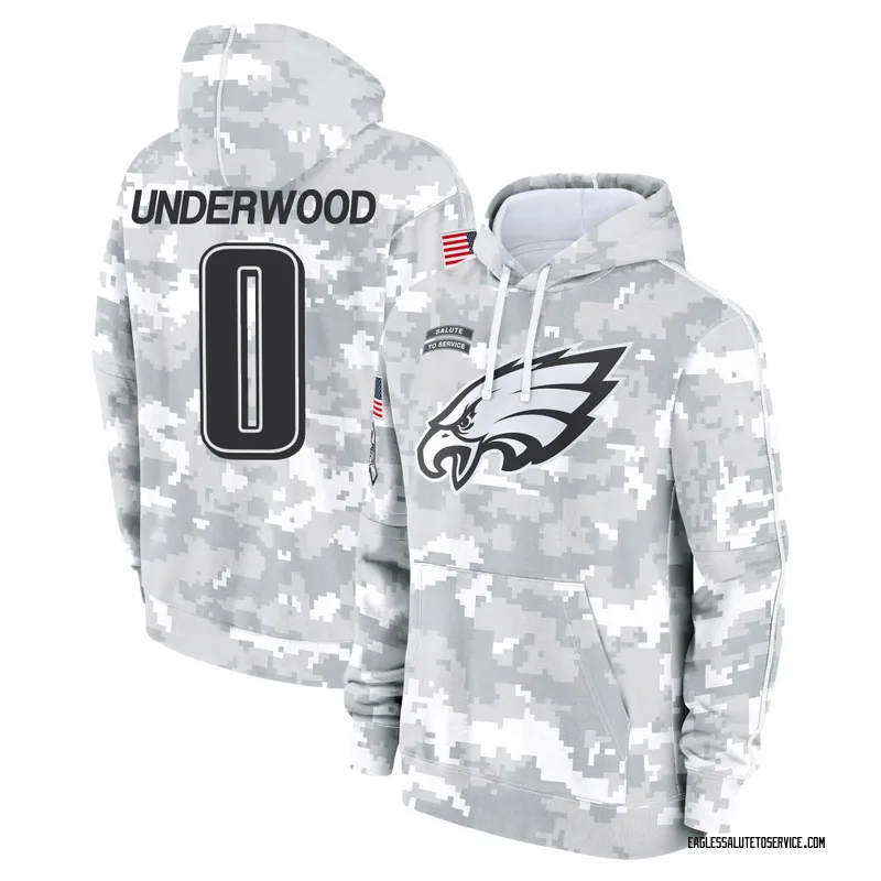 Youth Rocco Underwood Philadelphia Eagles Camo Arctic 2024 Salute to Service Club Fleece Pullover Hoodie