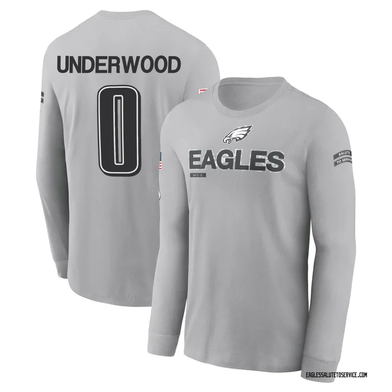Youth Rocco Underwood Philadelphia Eagles Gray 2024 Salute to Service Long Sleeve T-Shirt
