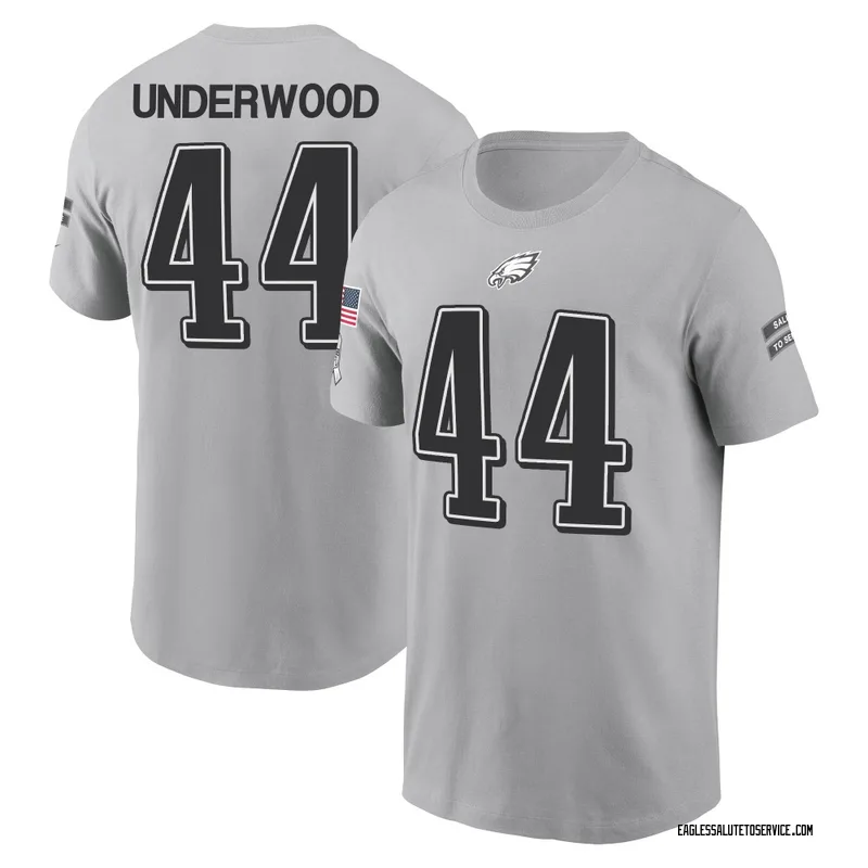 Youth Rocco Underwood Philadelphia Eagles Gray 2024 Salute to Service Name & Number T-Shirt