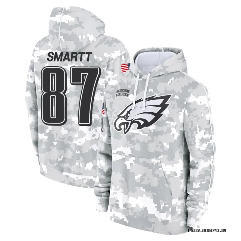 Youth Stone Smartt Philadelphia Eagles Camo Arctic 2024 Salute to Service Club Fleece Pullover Hoodie
