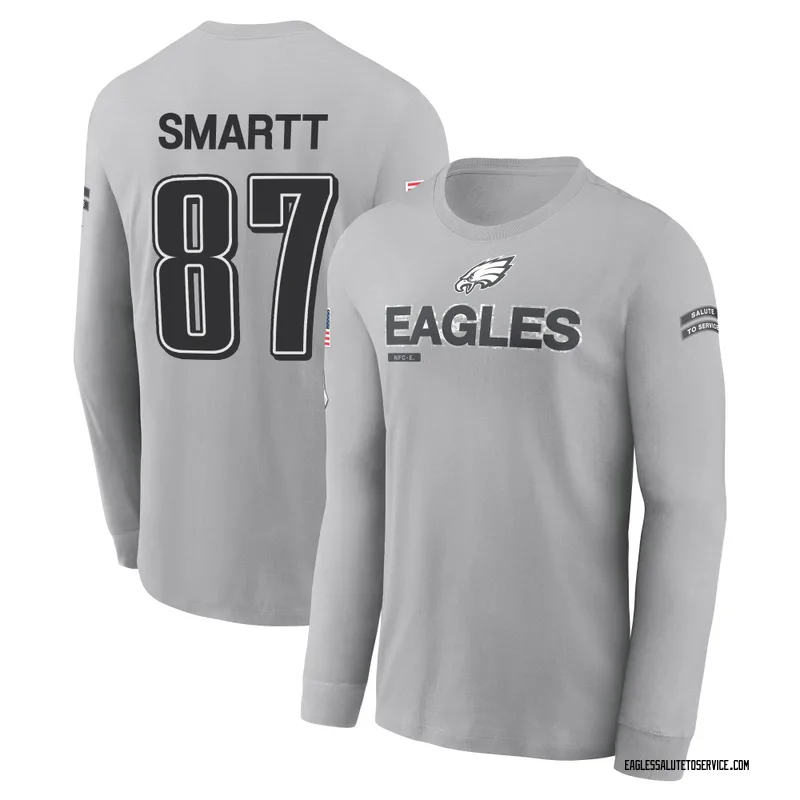 Youth Stone Smartt Philadelphia Eagles Gray 2024 Salute to Service Long Sleeve T-Shirt