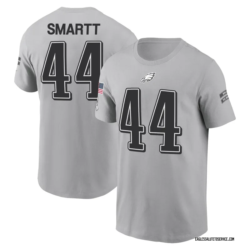 Youth Stone Smartt Philadelphia Eagles Gray 2024 Salute to Service Name & Number T-Shirt