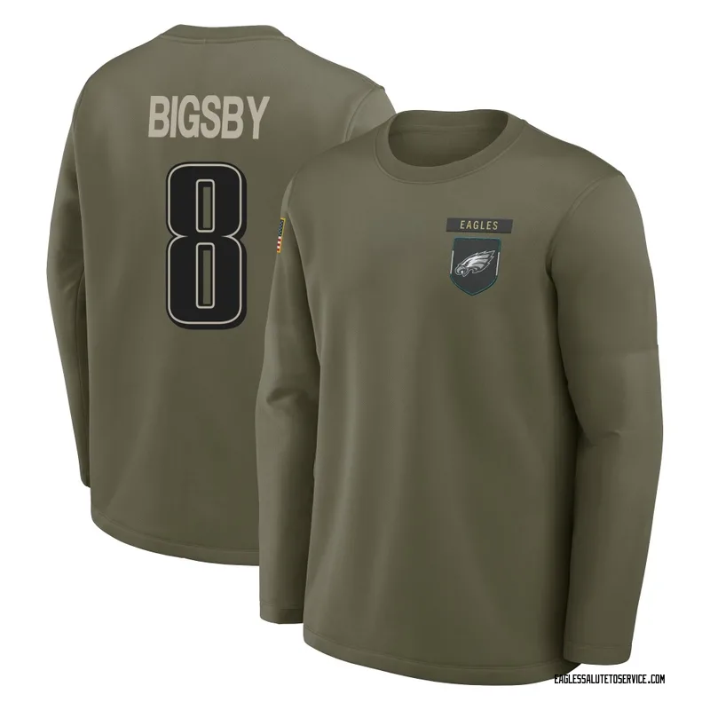 Youth Tank Bigsby Philadelphia Eagles Olive 2025 Salute to Service Sideline Coaches Long Sleeve T-Shirt