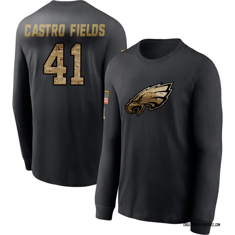 Youth Tariq Castro-Fields Philadelphia Eagles Black 2020 Salute To Service Sideline Performance Long Sleeve T-Shirt