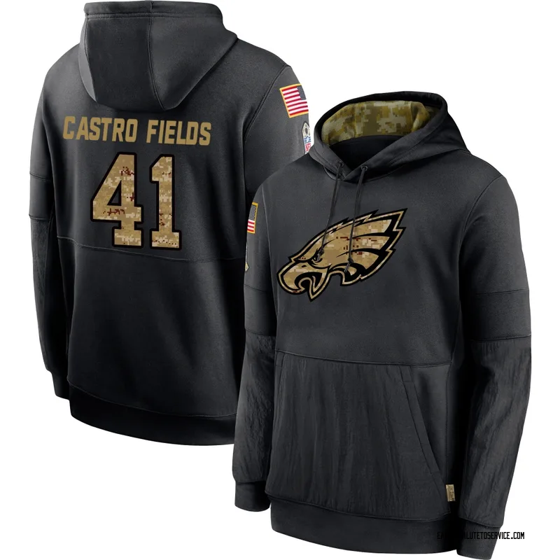 Youth Tariq Castro-Fields Philadelphia Eagles Black 2020 Salute to Service Sideline Performance Pullover Hoodie