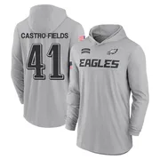 Youth Tariq Castro-Fields Philadelphia Eagles Gray 2024 Salute to Service Lightweight Performance Long Sleeve Hooded T-Shirt