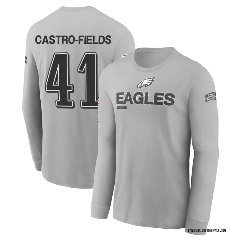 Youth Tariq Castro-Fields Philadelphia Eagles Gray 2024 Salute to Service Long Sleeve T-Shirt
