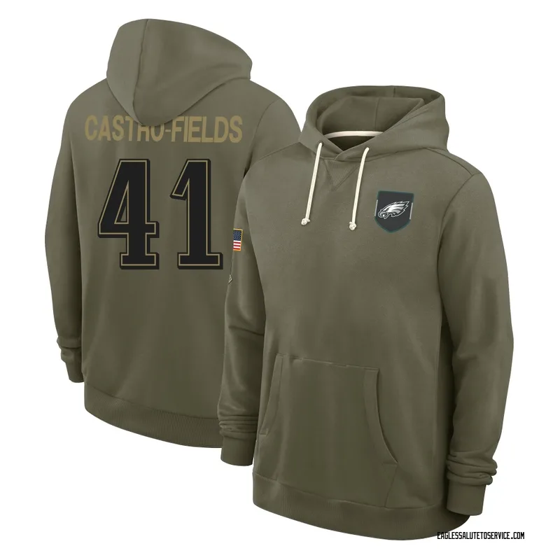 Youth Tariq Castro-Fields Philadelphia Eagles Olive 2025 Salute to Service Hoodie