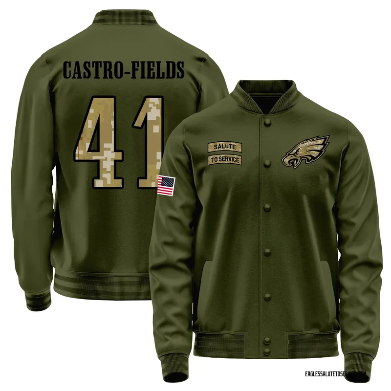 Youth Tariq Castro-Fields Philadelphia Eagles Olive Salute to Service Sideline Performance Jacket