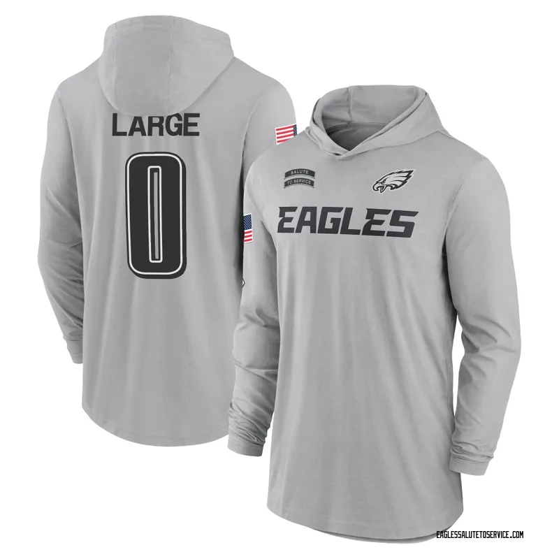 Youth Tucker Large Philadelphia Eagles Gray 2024 Salute to Service Lightweight Performance Long Sleeve Hooded T-Shirt
